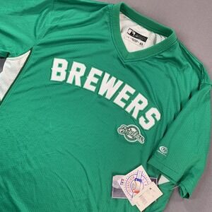 Milwaukee Brewers Shirt Mens‎ Large Green MLB Baseball True Fan Mesh Jersey Top